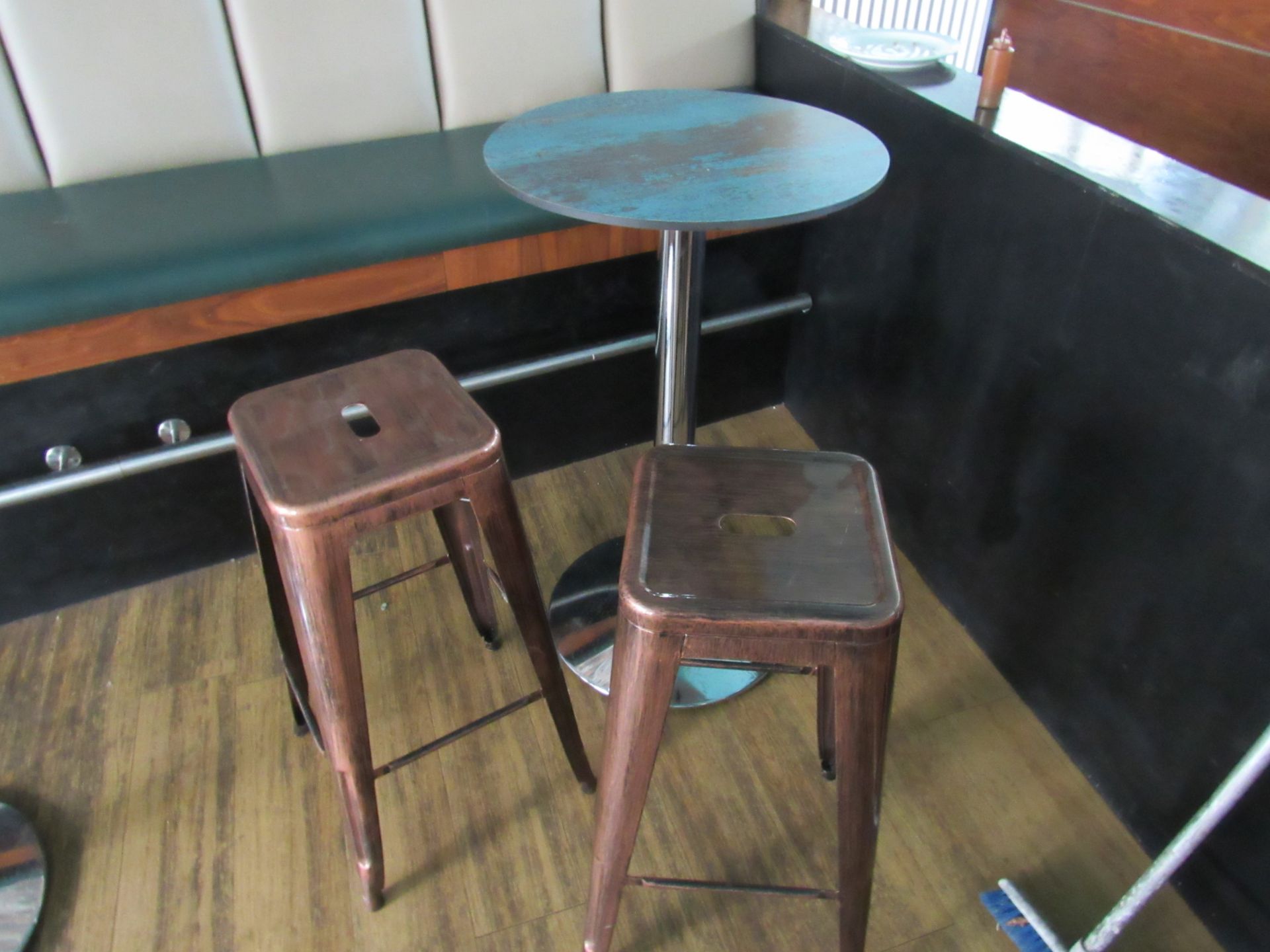 Bar Table with 2 Coffee Effect Steel Stools