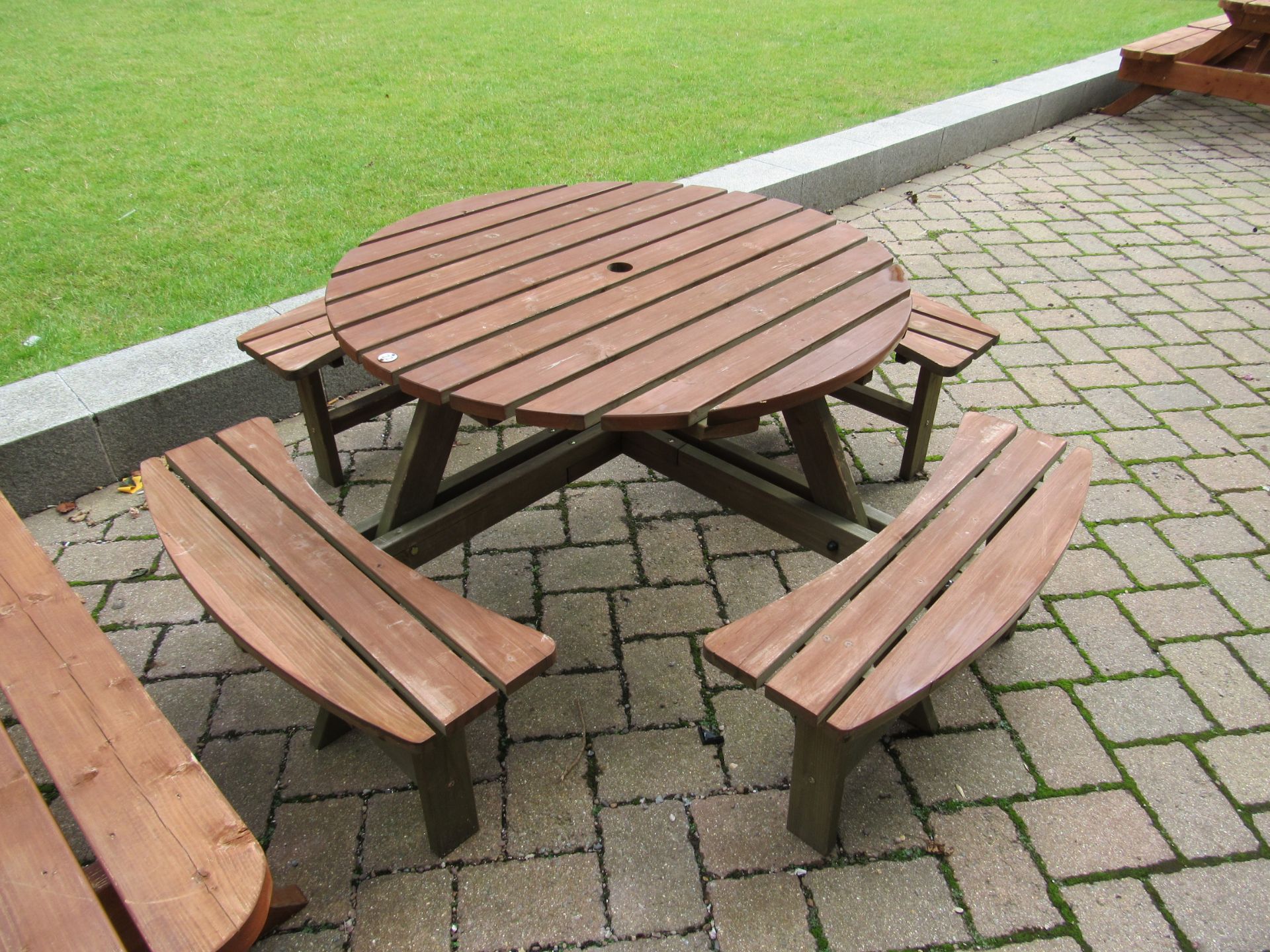 4 Round Timber Pub Tables - Image 2 of 2