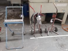 2 bottle trolleys and dispenser trolley, as lotted