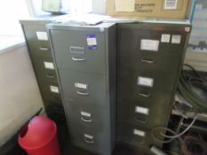 3 metal filing cabinets & 2 cupboards, as lotted