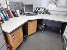 2 Person Workstation with 2x desk, 2x 3-drawer ped
