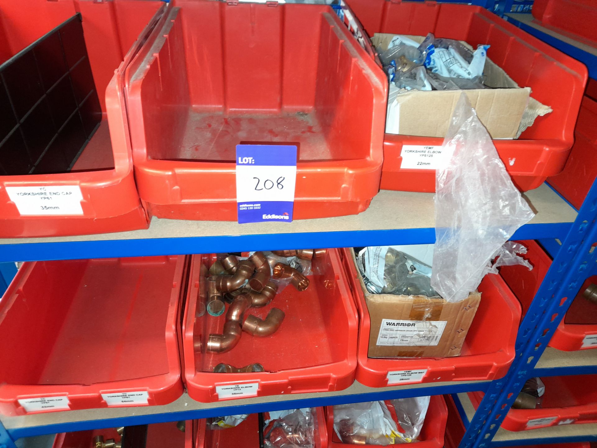 Large quantity of stock to 7 bays of racking to include Yorkshire Tee reducing fittings, connectors, - Image 18 of 19