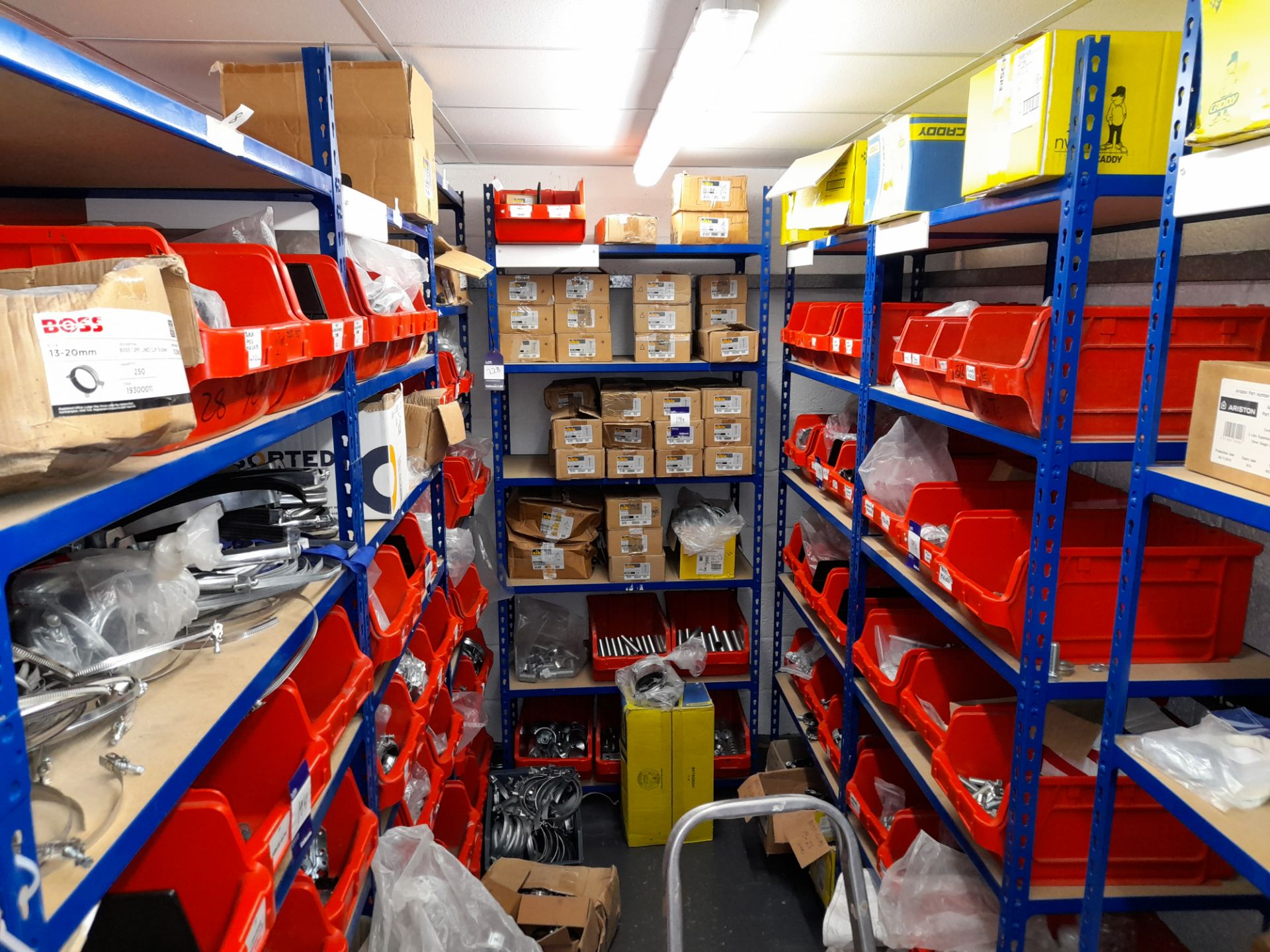 Large Quantity of stock to 13 bays, bolts, nuts, clamps, bracketry, fittings, washers, plastic