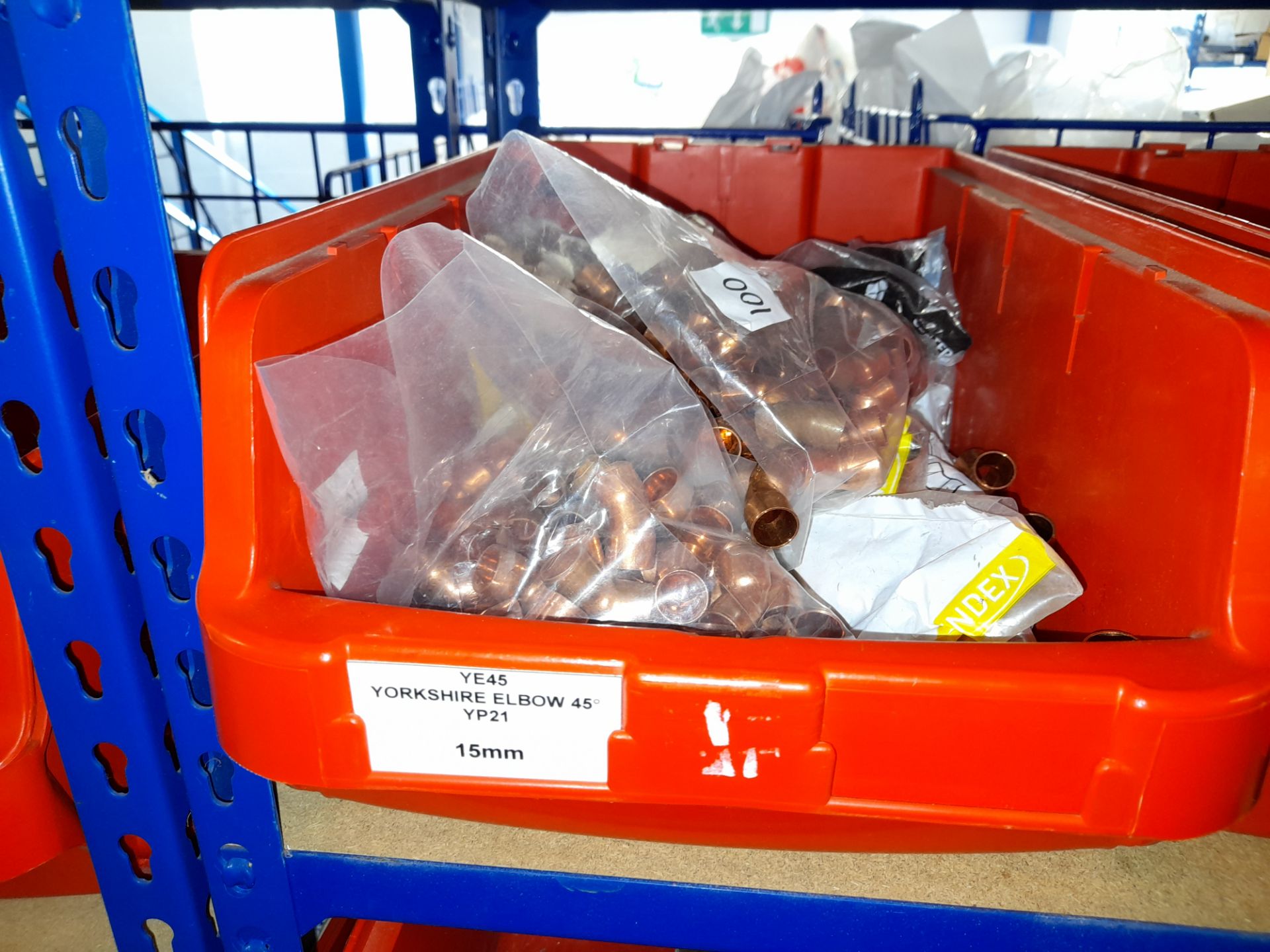 Large quantity of stock to 7 bays of racking to include Yorkshire Tee reducing fittings, connectors, - Image 15 of 19