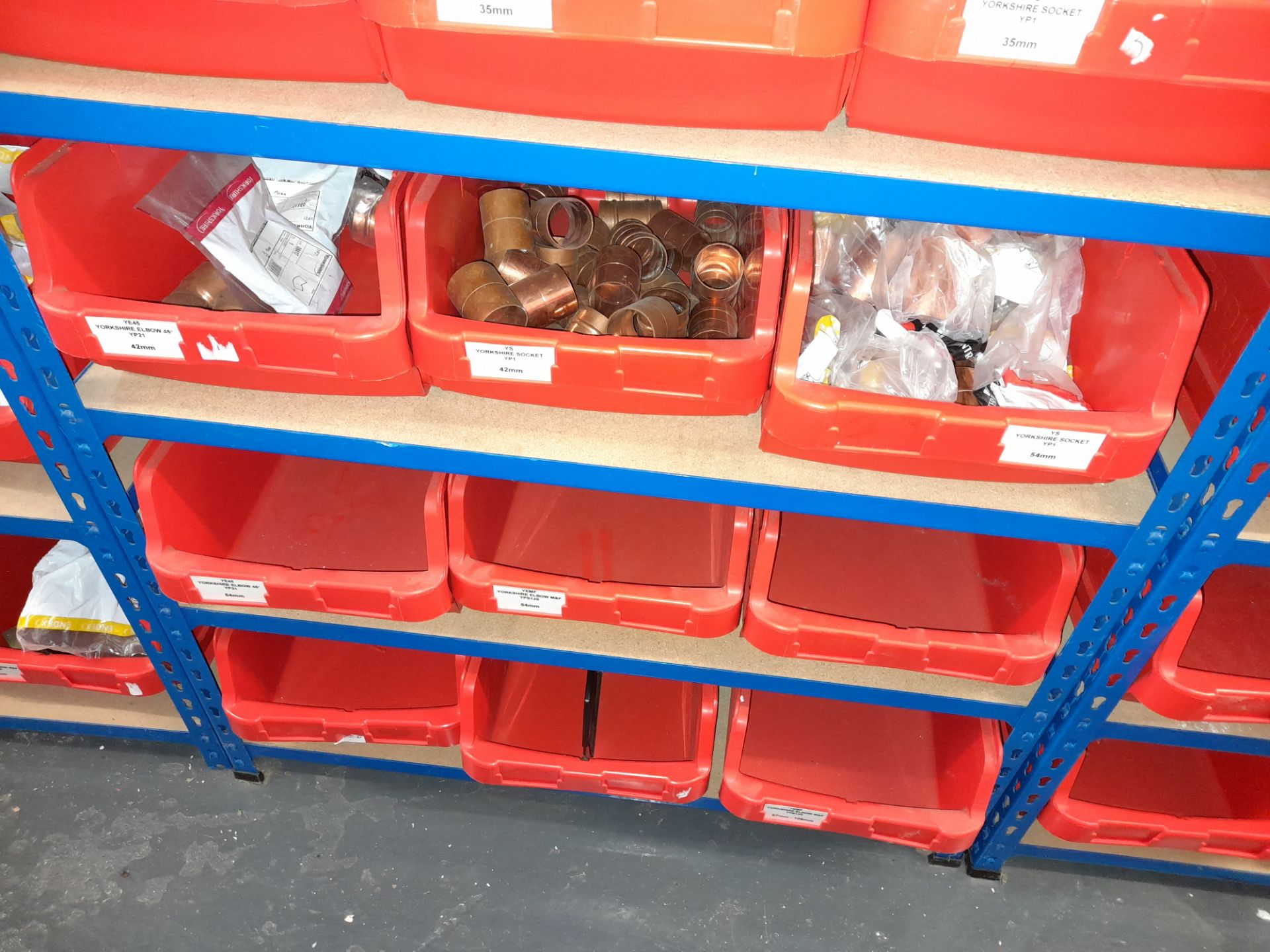 Large quantity of stock to 7 bays of racking to include Yorkshire Tee reducing fittings, connectors, - Image 17 of 19