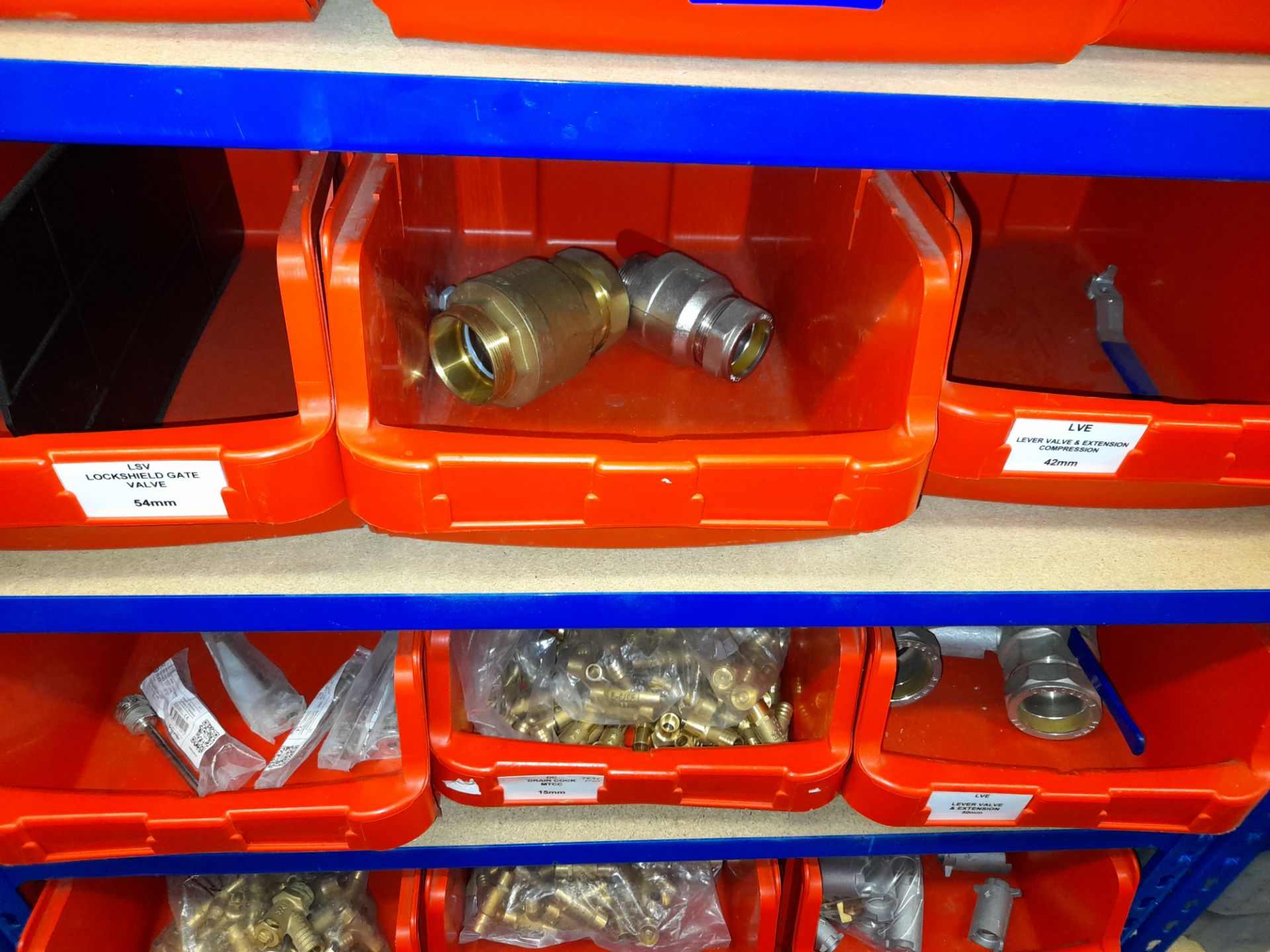 Large Quantity of stock to 2 bays including ball valve levers, (various sizes), stop cock taps ( - Image 9 of 11