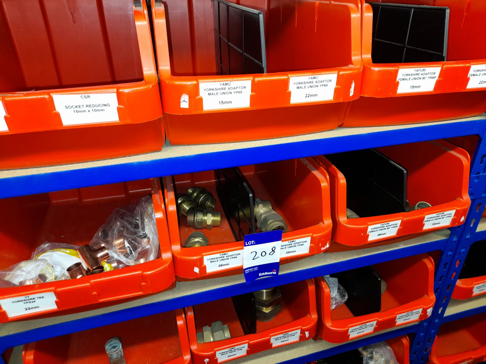 Large quantity of stock to 7 bays of racking to include Yorkshire Tee reducing fittings, connectors, - Image 8 of 19