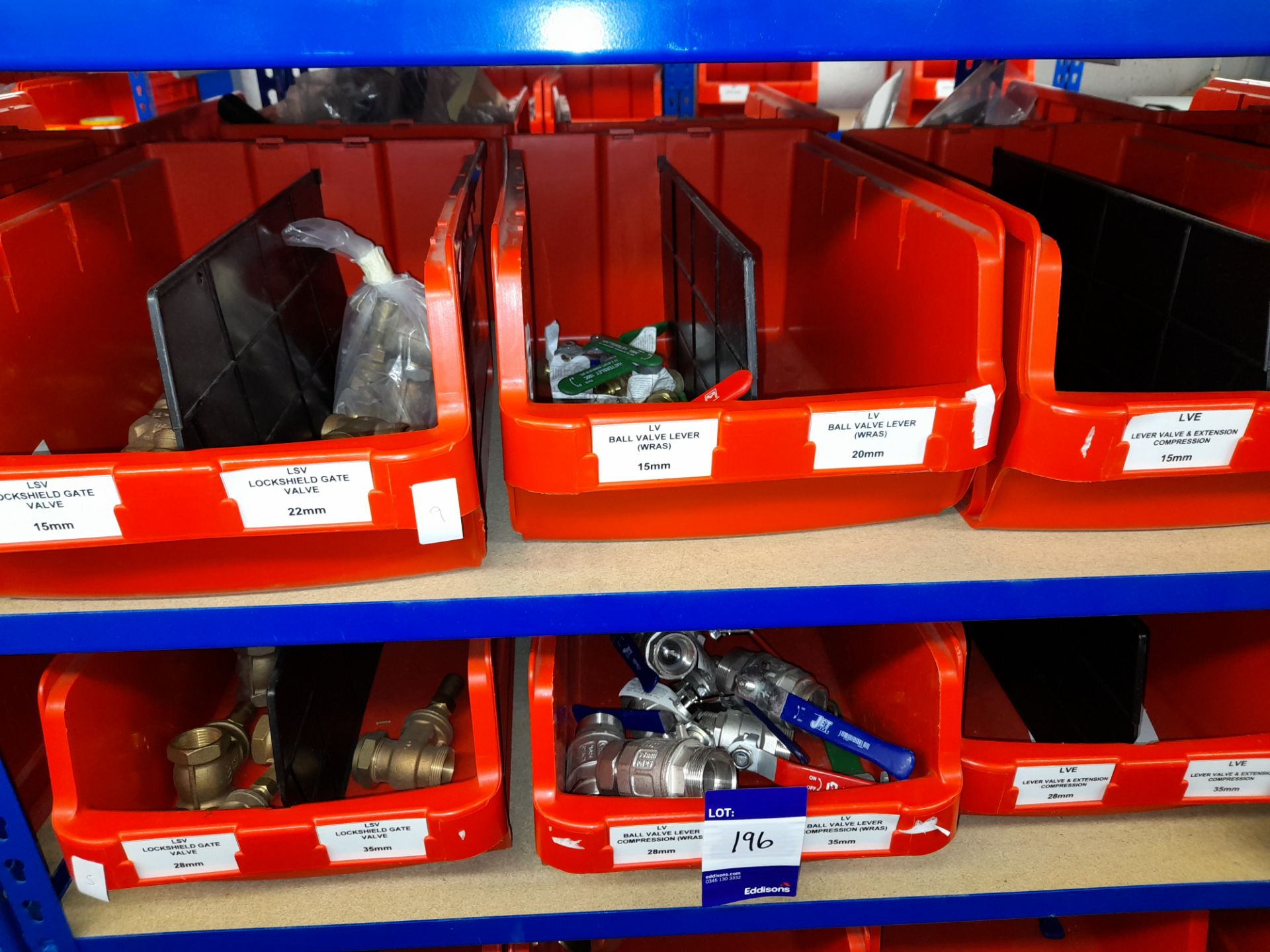 Large Quantity of stock to 2 bays including ball valve levers, (various sizes), stop cock taps ( - Image 5 of 11