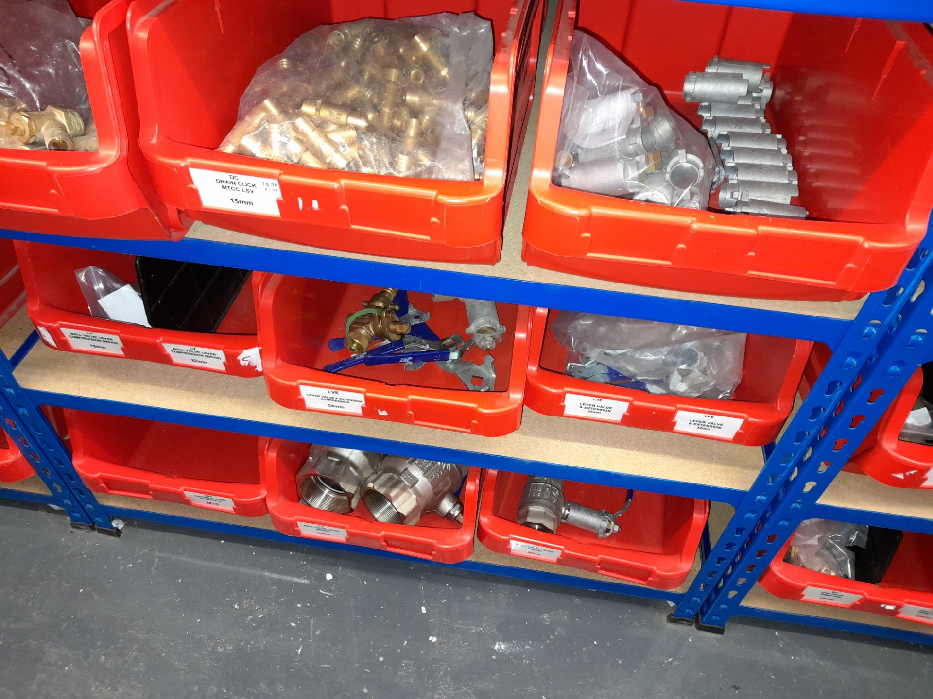 Large Quantity of stock to 2 bays including ball valve levers, (various sizes), stop cock taps ( - Image 11 of 11