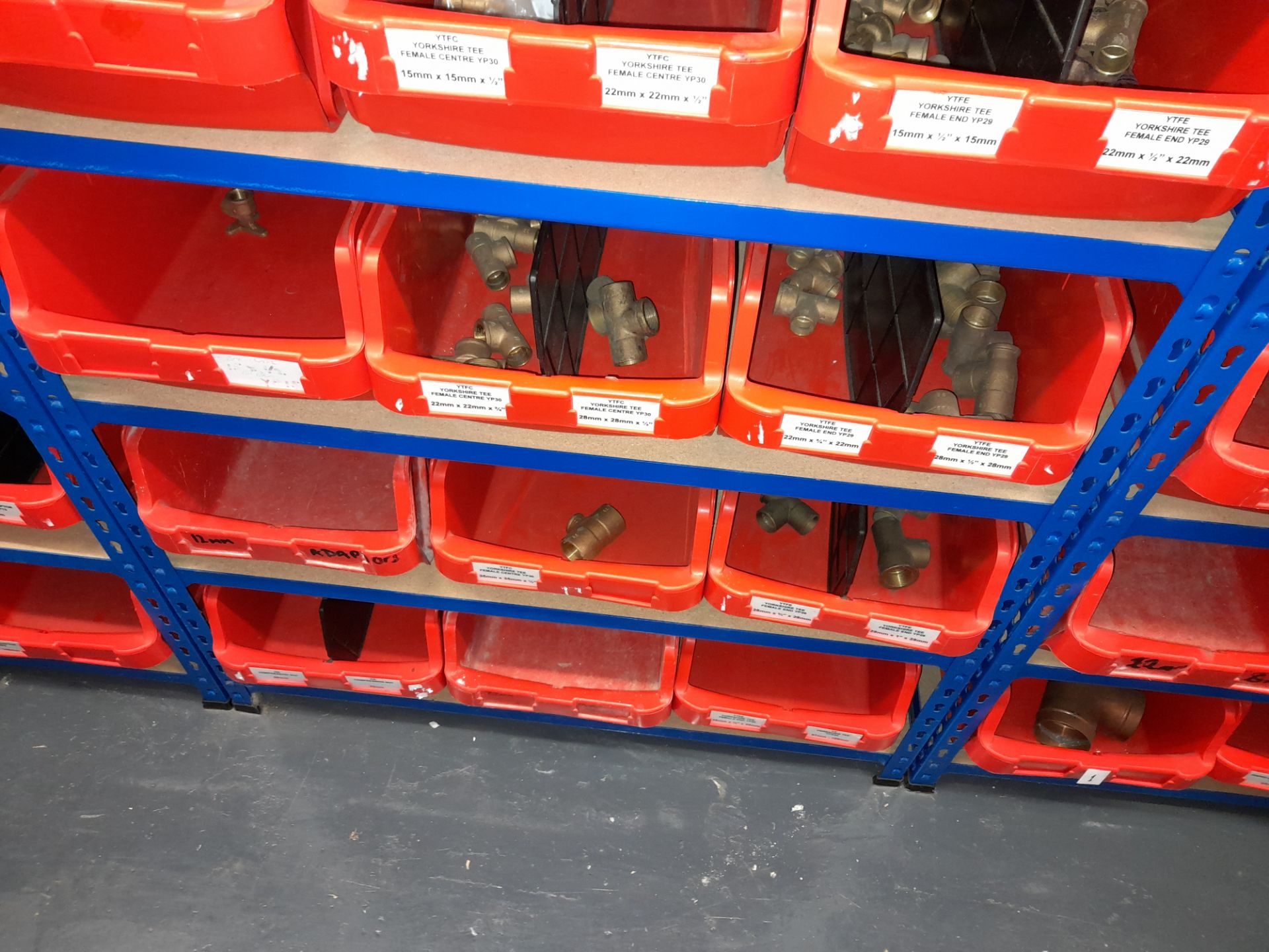 Large quantity of stock to 7 bays of racking to include Yorkshire Tee reducing fittings, connectors, - Image 7 of 19