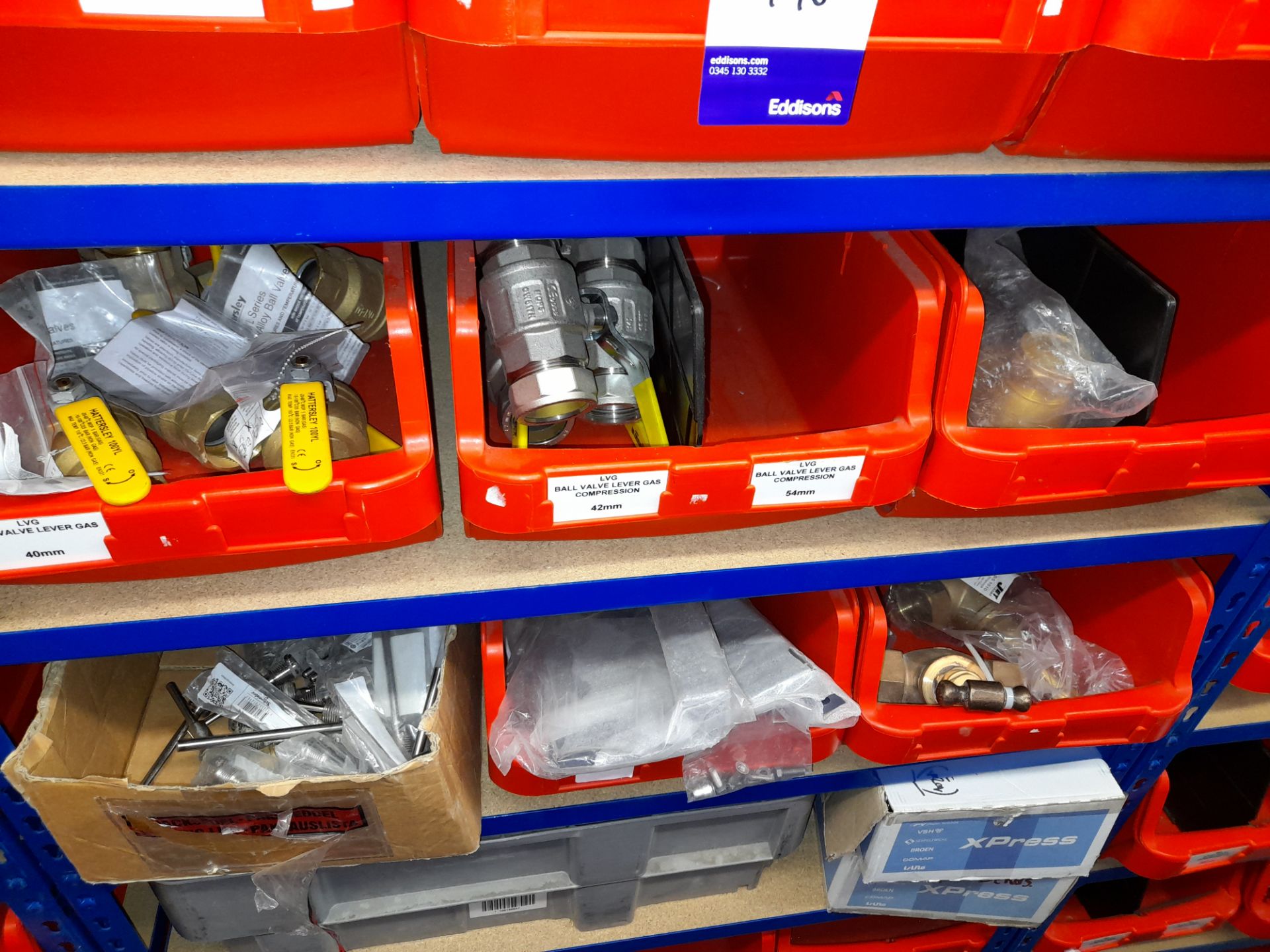 Large Quantity of stock to 2 bays including ball valve levers, (various sizes), stop cock taps ( - Image 2 of 11