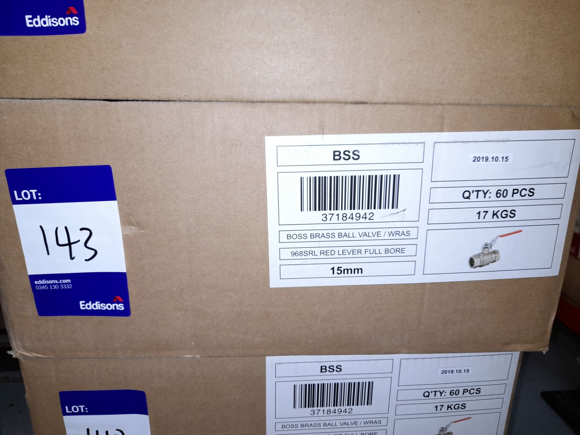 1 x box of Boss Brass Ball Valve, 968 SRL, 60 per box