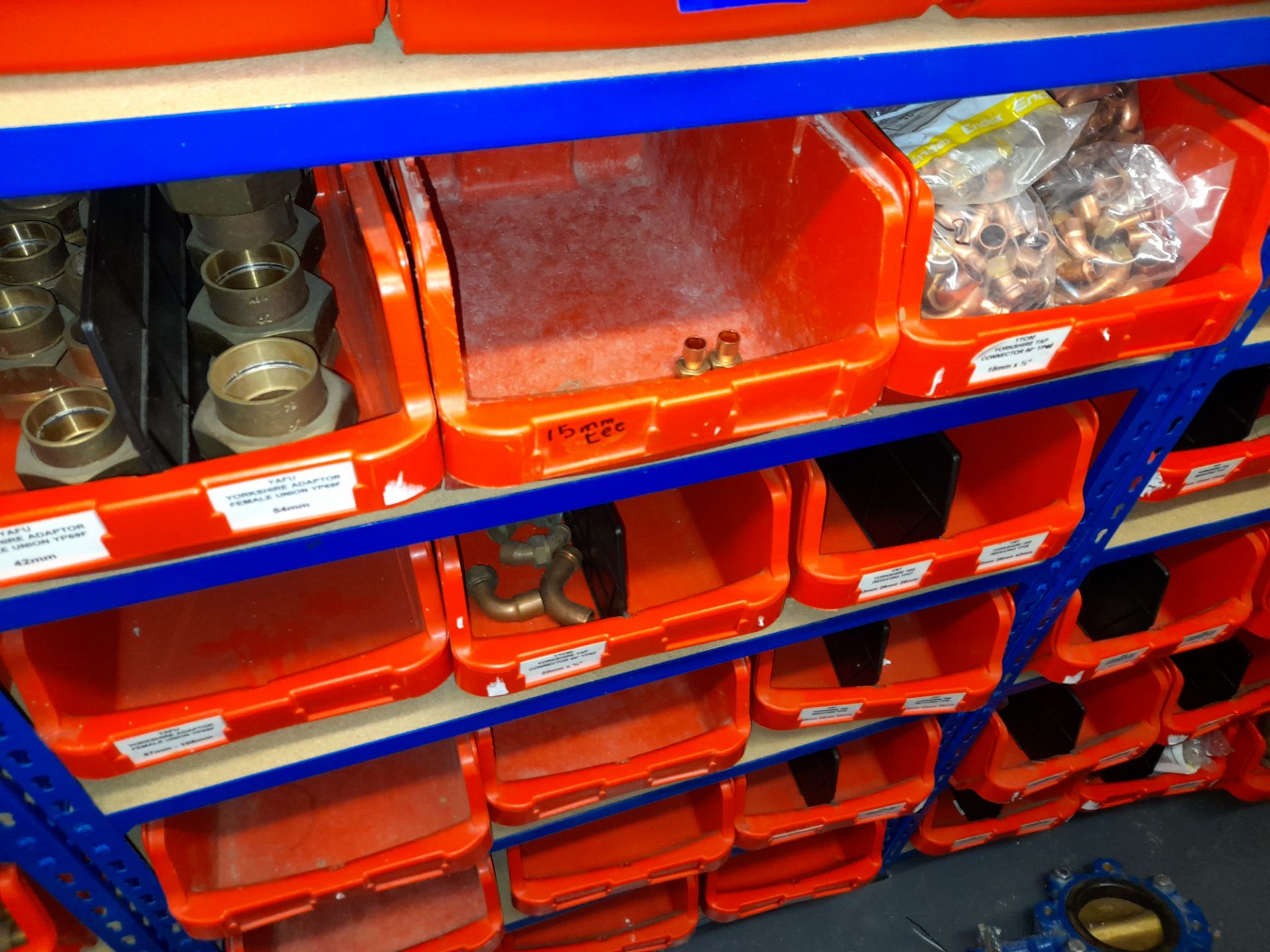 Large quantity of stock to 7 bays of racking to include Yorkshire Tee reducing fittings, connectors, - Image 4 of 19