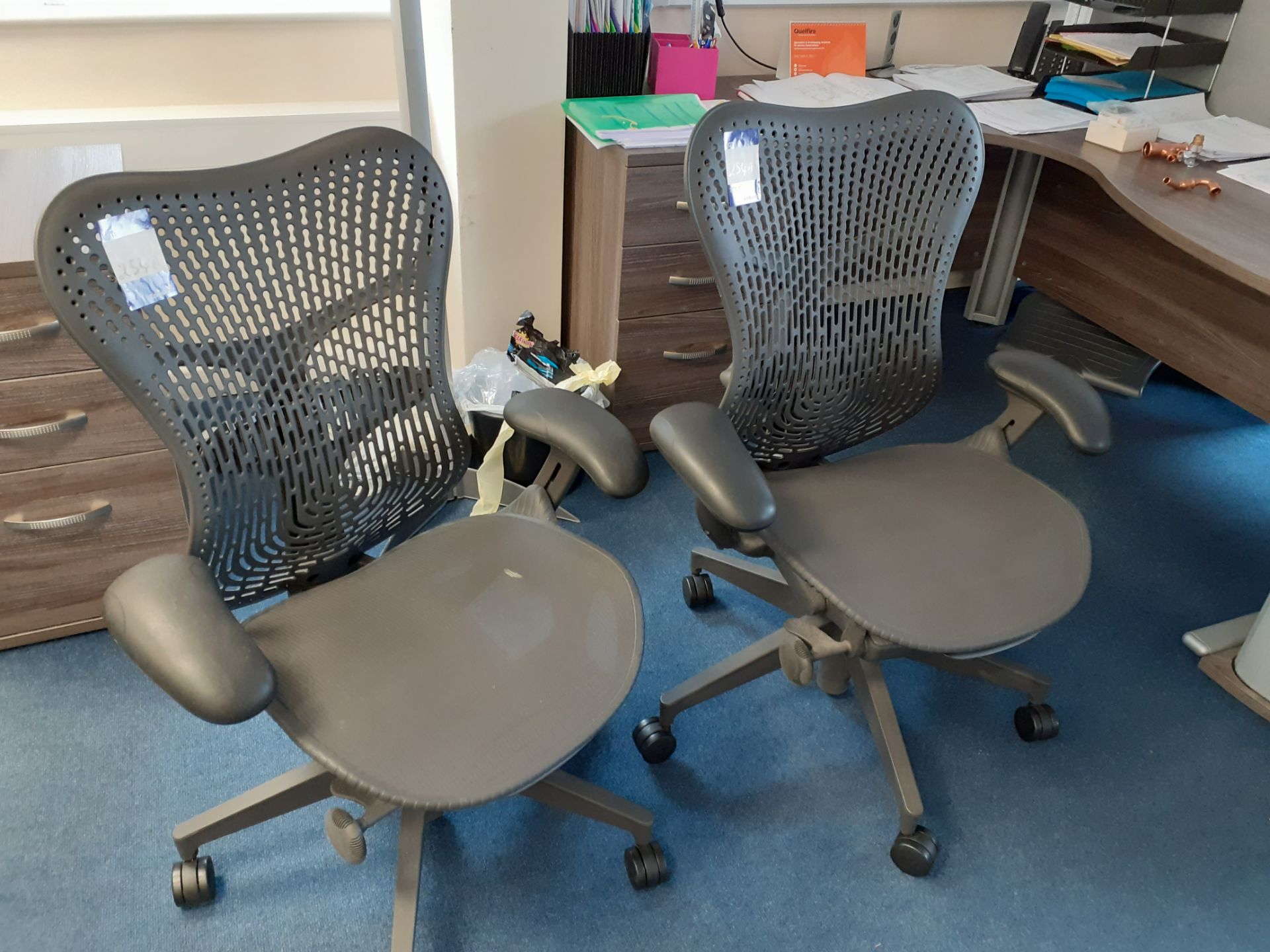 2 x Herman Miller Mirra office chairs