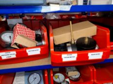 Large Quantity of stock to two bays to include gauges, valves, couplings (viewing strongly