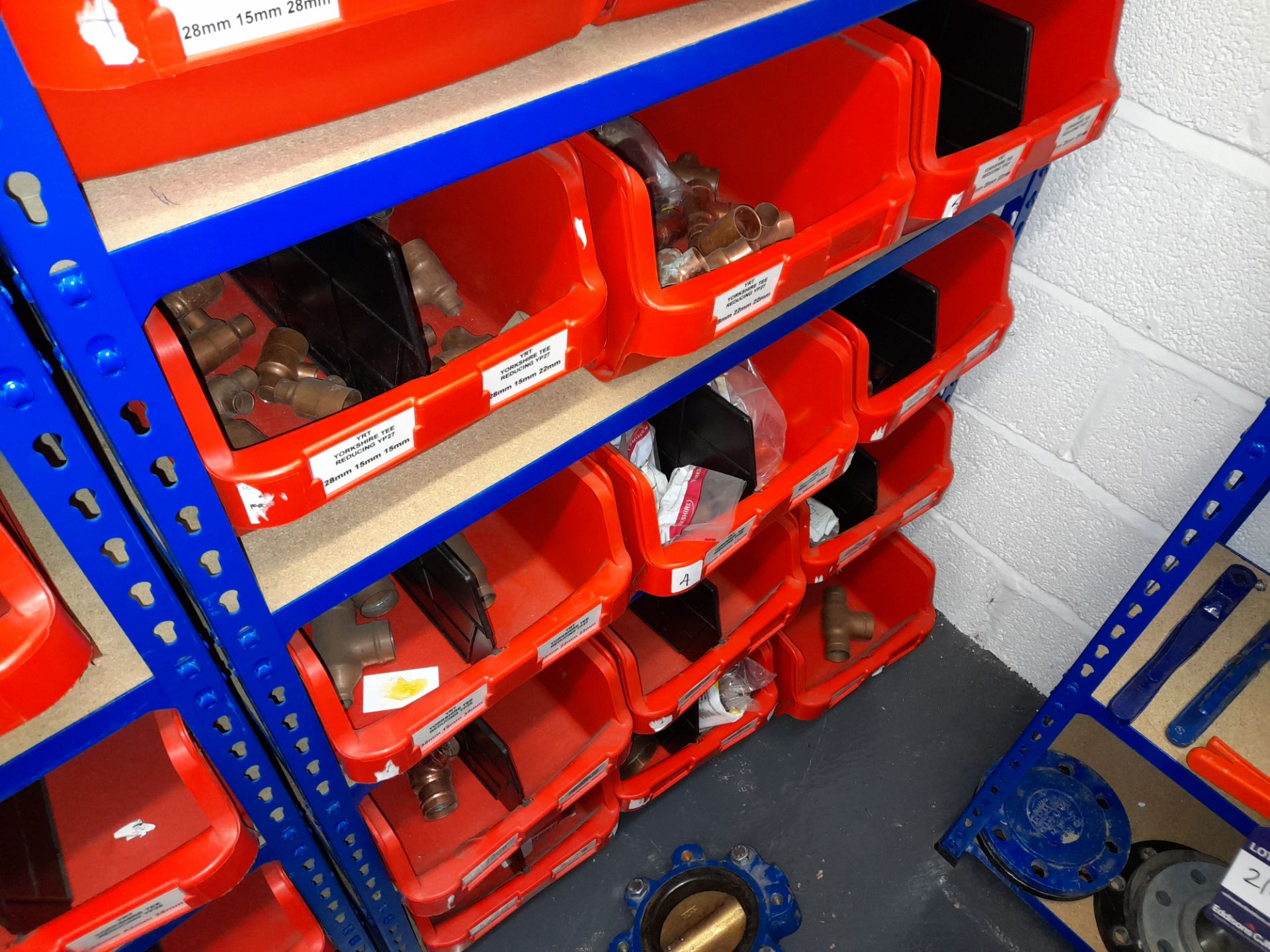 Large quantity of stock to 7 bays of racking to include Yorkshire Tee reducing fittings, connectors, - Image 2 of 19