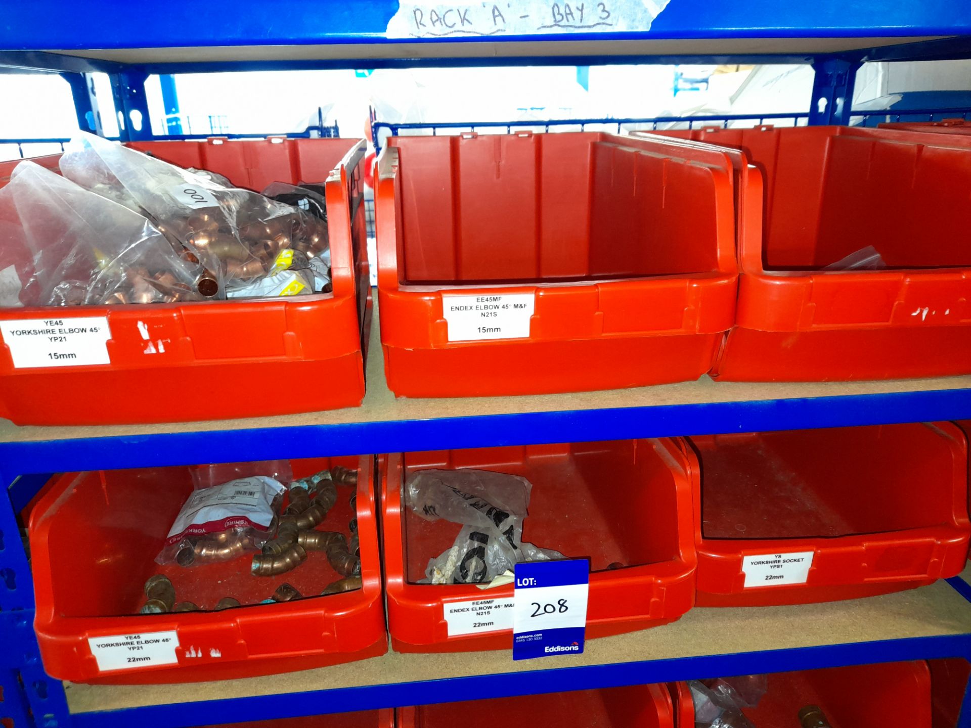 Large quantity of stock to 7 bays of racking to include Yorkshire Tee reducing fittings, connectors, - Image 14 of 19