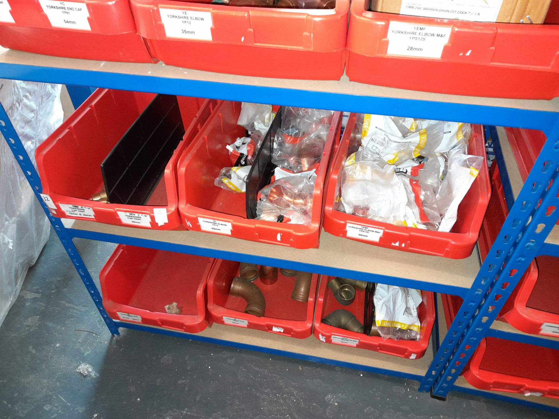 Large quantity of stock to 7 bays of racking to include Yorkshire Tee reducing fittings, connectors, - Image 19 of 19