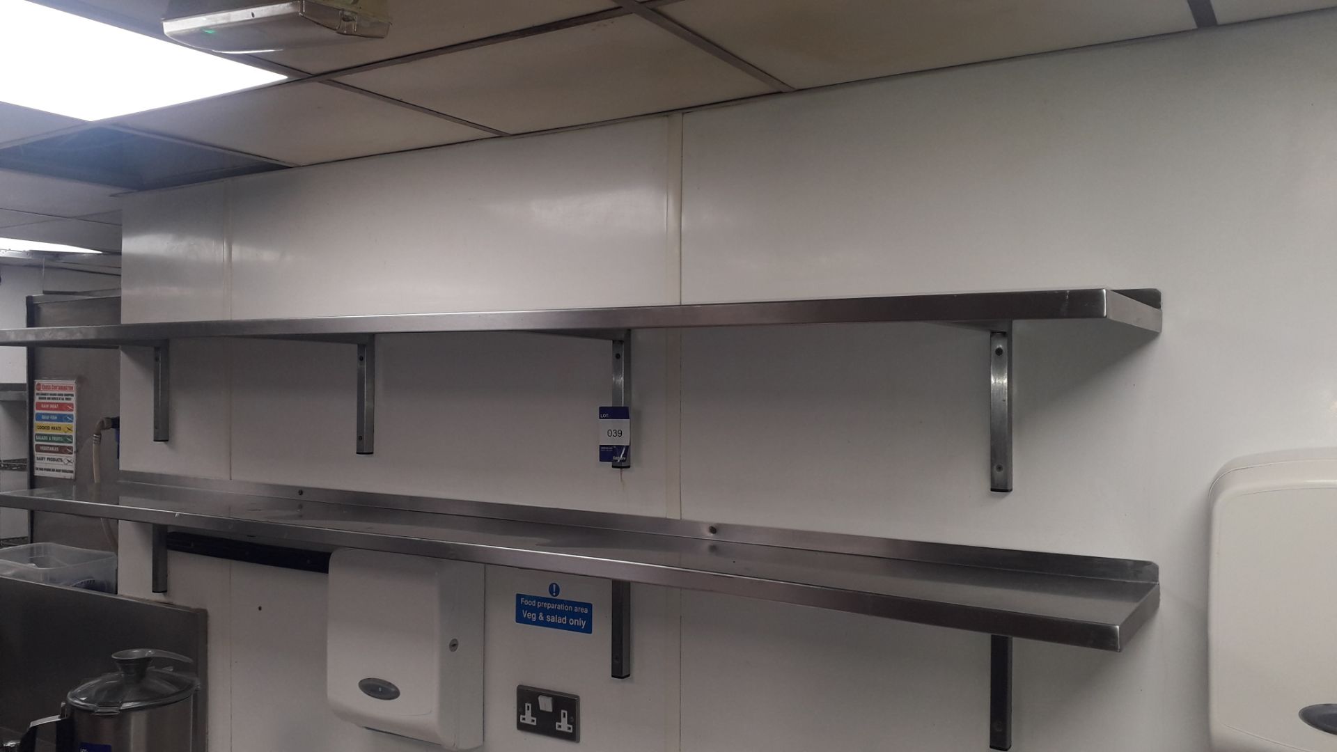 2 x stainless steel wall mounted Shelves, 2450mm - Image 2 of 2