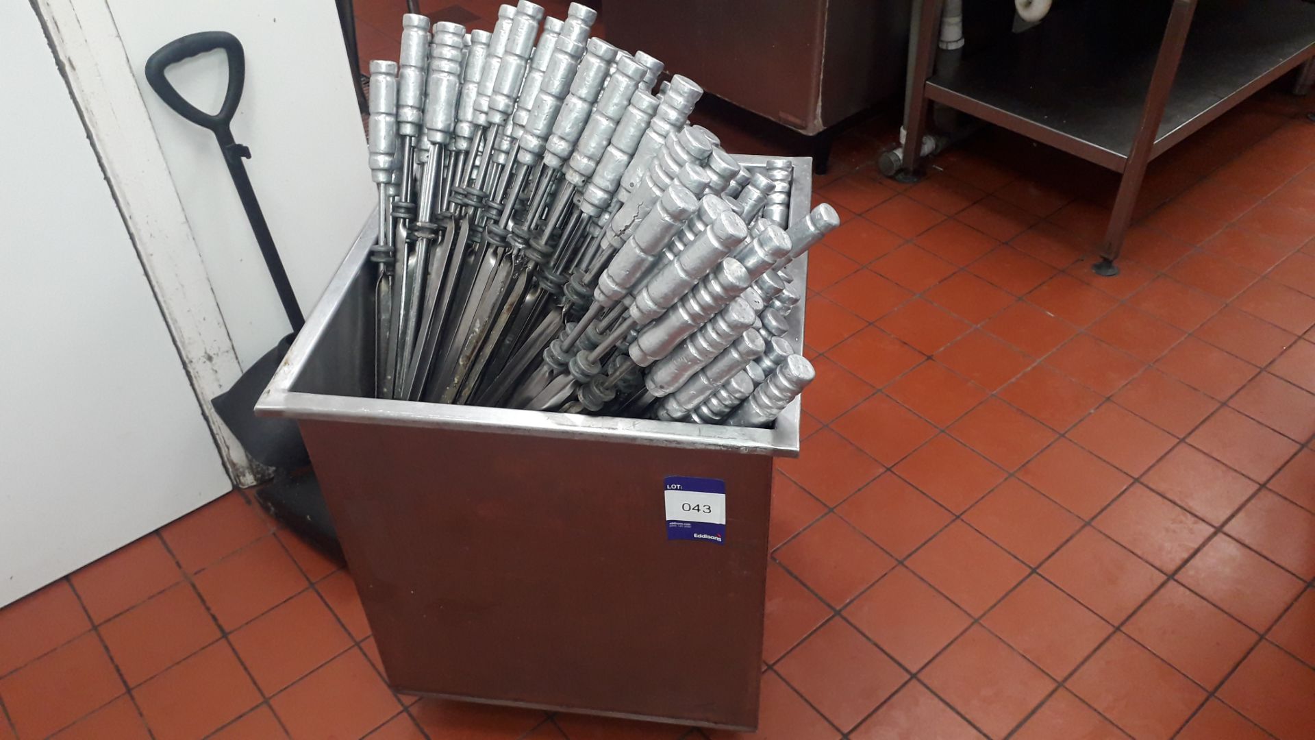 Approx 200 x Churrasco BBQ skewers to aluminium ingredients bin