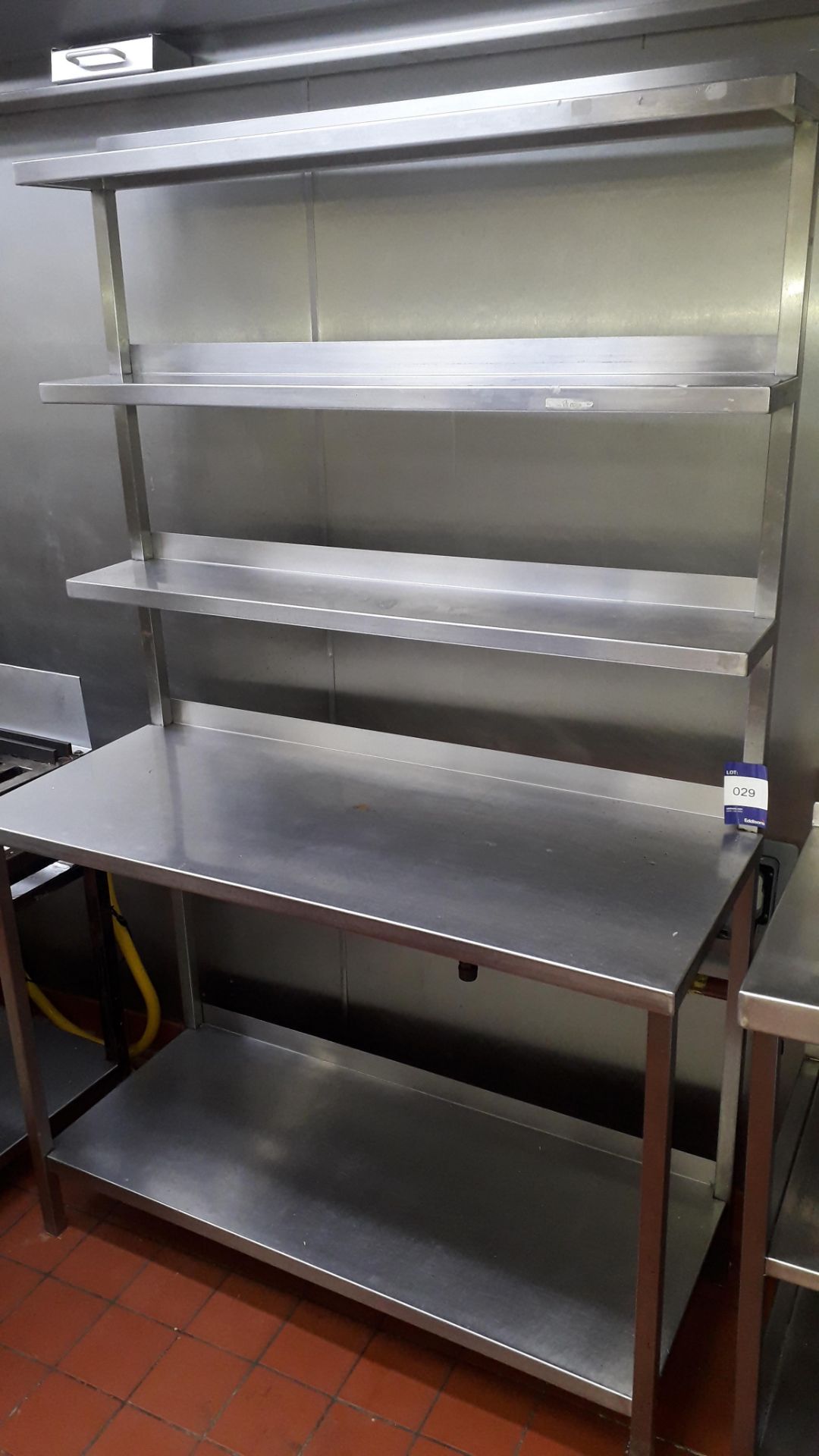 Stainless steel Food Preparation Table, 1200 x 500mm with double gantry - Image 2 of 2