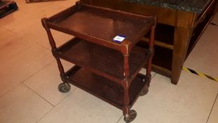 Three tier mobile wooden serving trolley, 800 x 420mm
