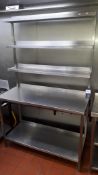 Stainless steel Food Preparation Table, 1200 x 500mm with double gantry