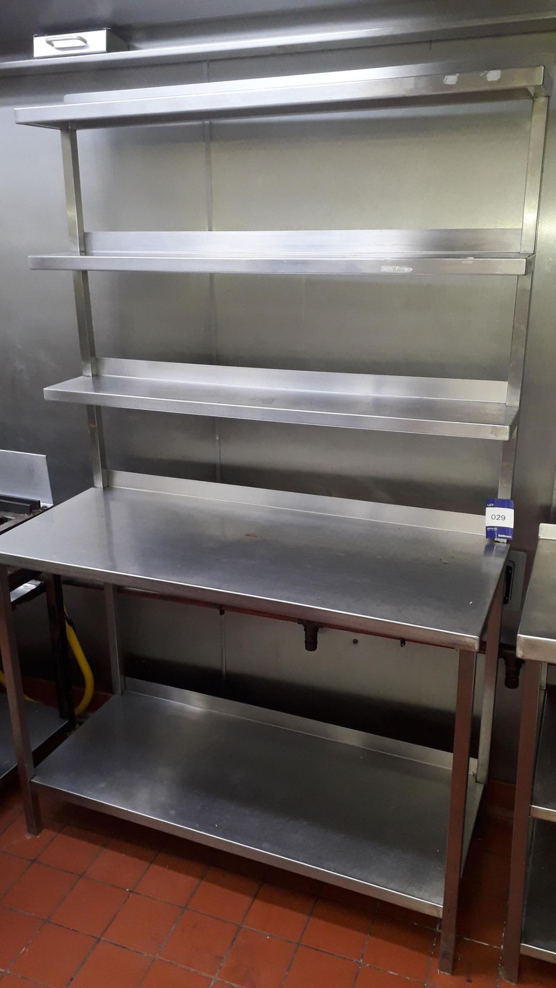 Stainless steel Food Preparation Table, 1200 x 500mm with double gantry