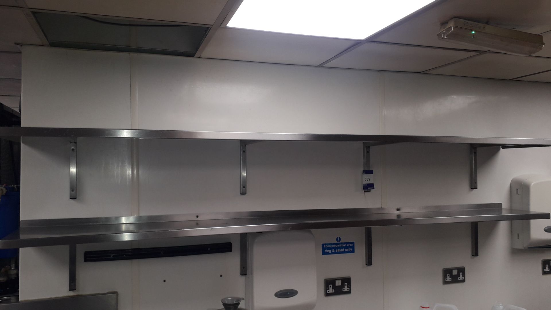 2 x stainless steel wall mounted Shelves, 2450mm