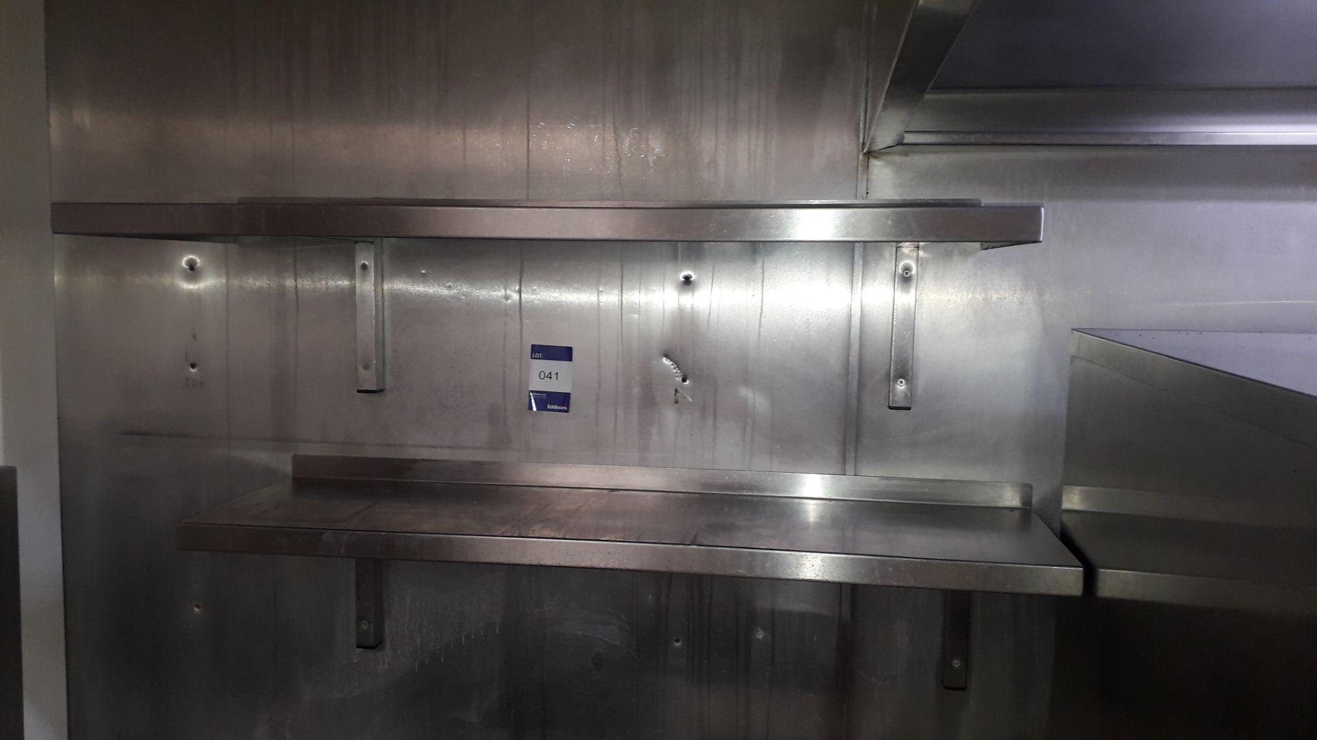 2 stainless steel wall mounted Shelves, 1100mm