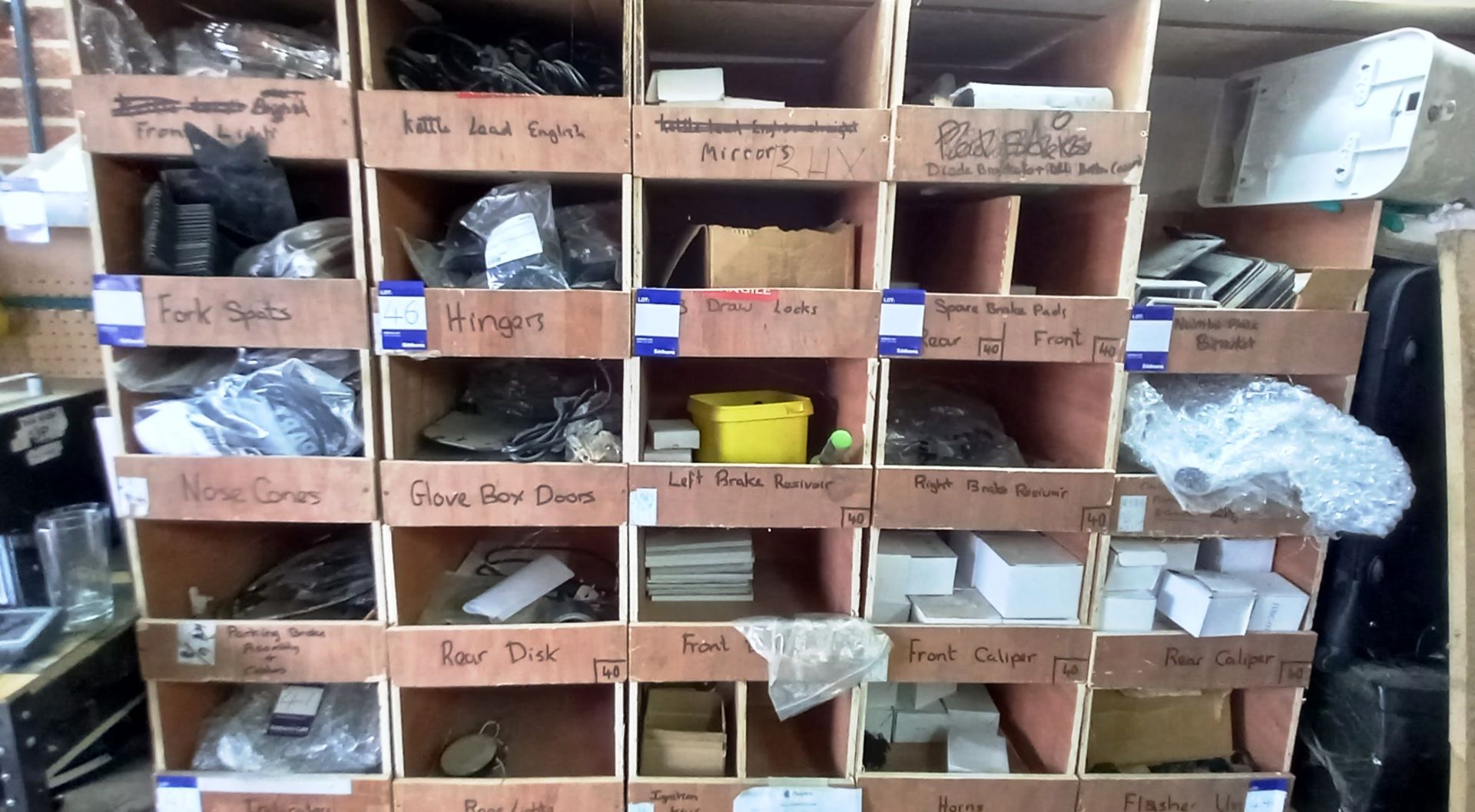 Contents to shelving unit, except where individual