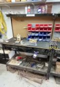 Steel workbench (Approx. 1200 x 600), with overhea