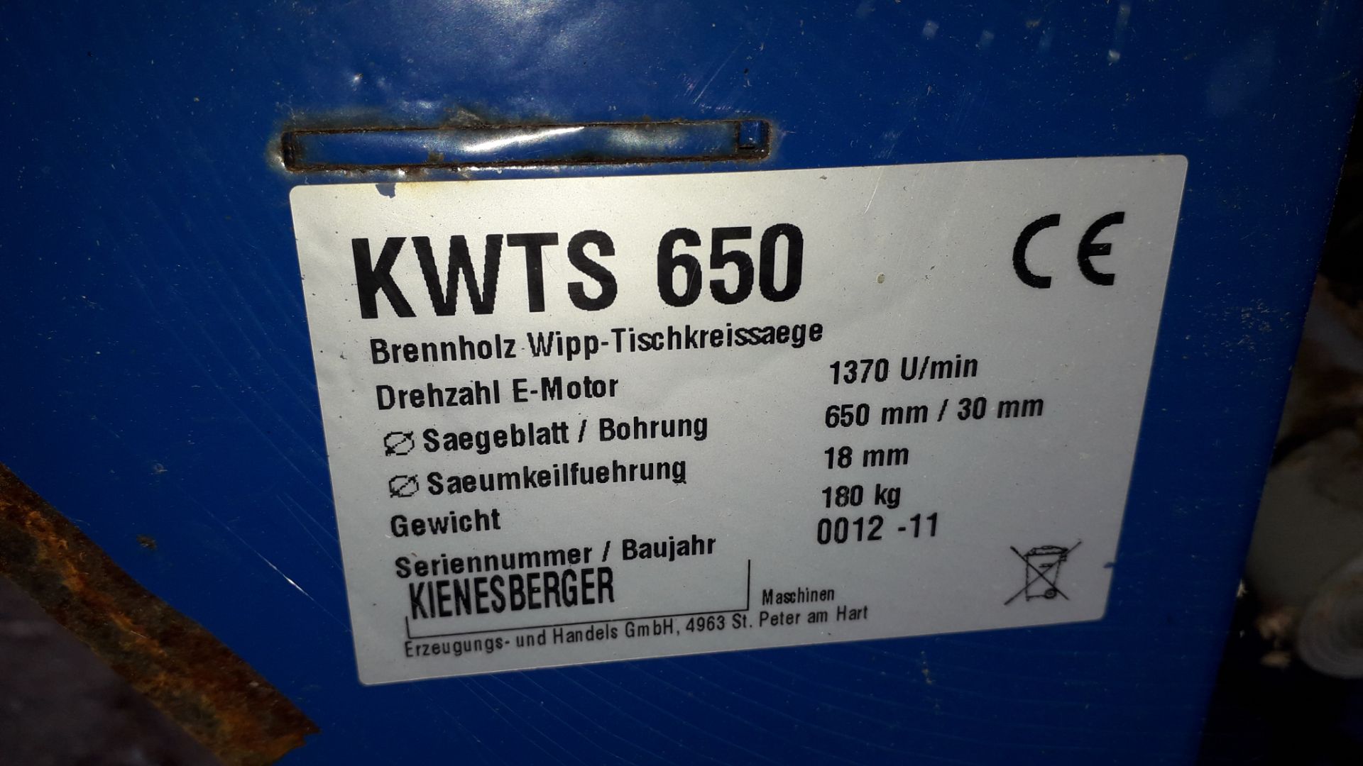 Kiensberger KWTS 650 Mobile Saw Bench (Nov 2012) - Image 5 of 5