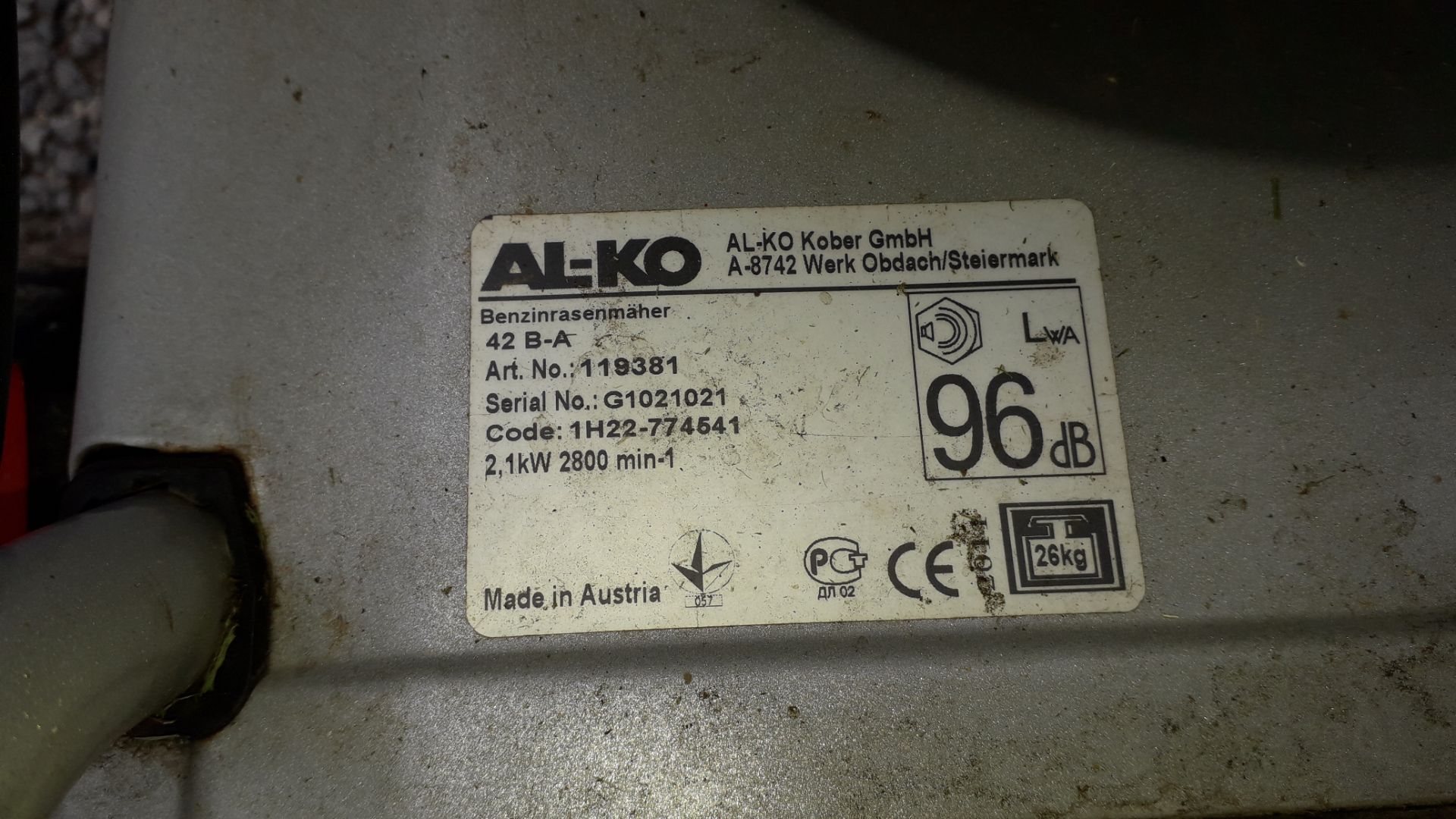 AL-KO 42 B-A Petrol Engine Lawn Mower, Serial Numb - Image 3 of 3