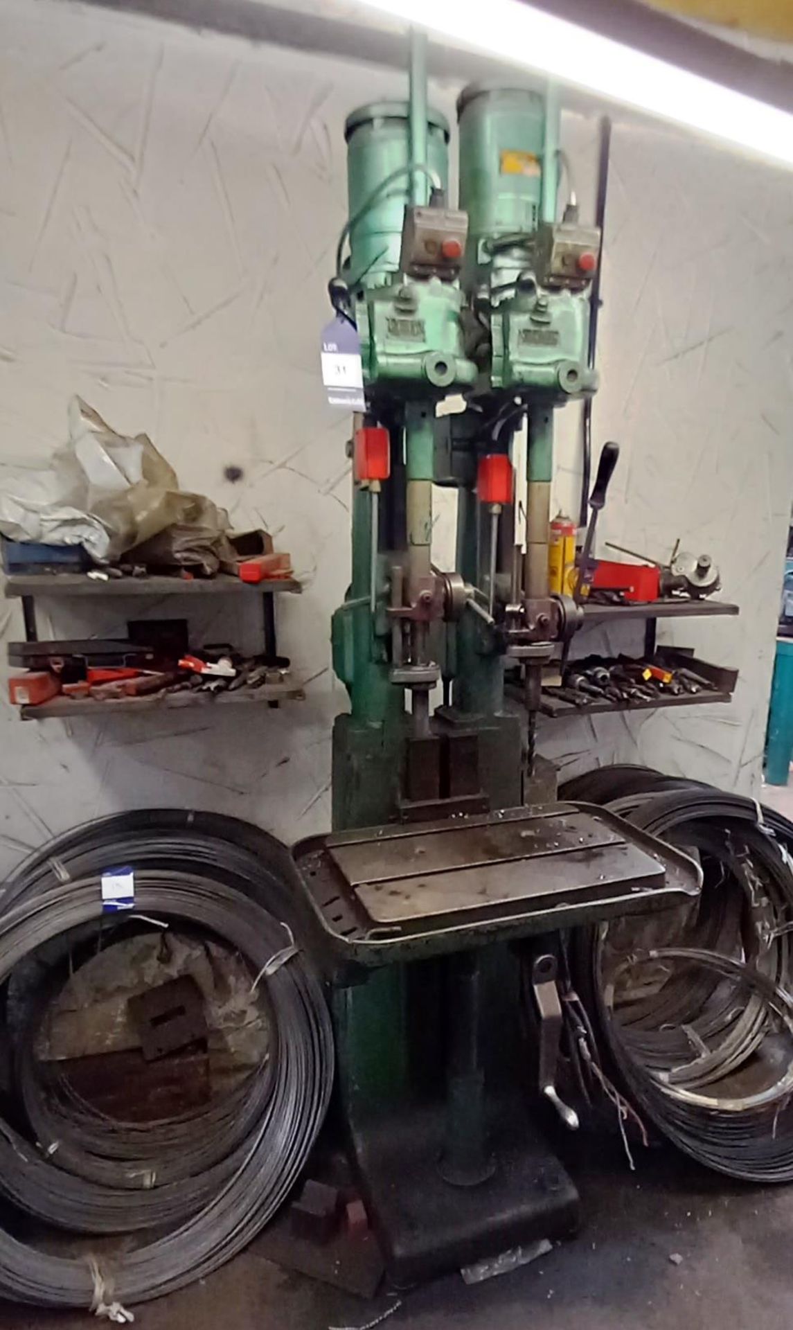 FK Pollard & Co. Model: 13CY Twin Station Drilling Machine, with Quantity of Various Taper Shank Too