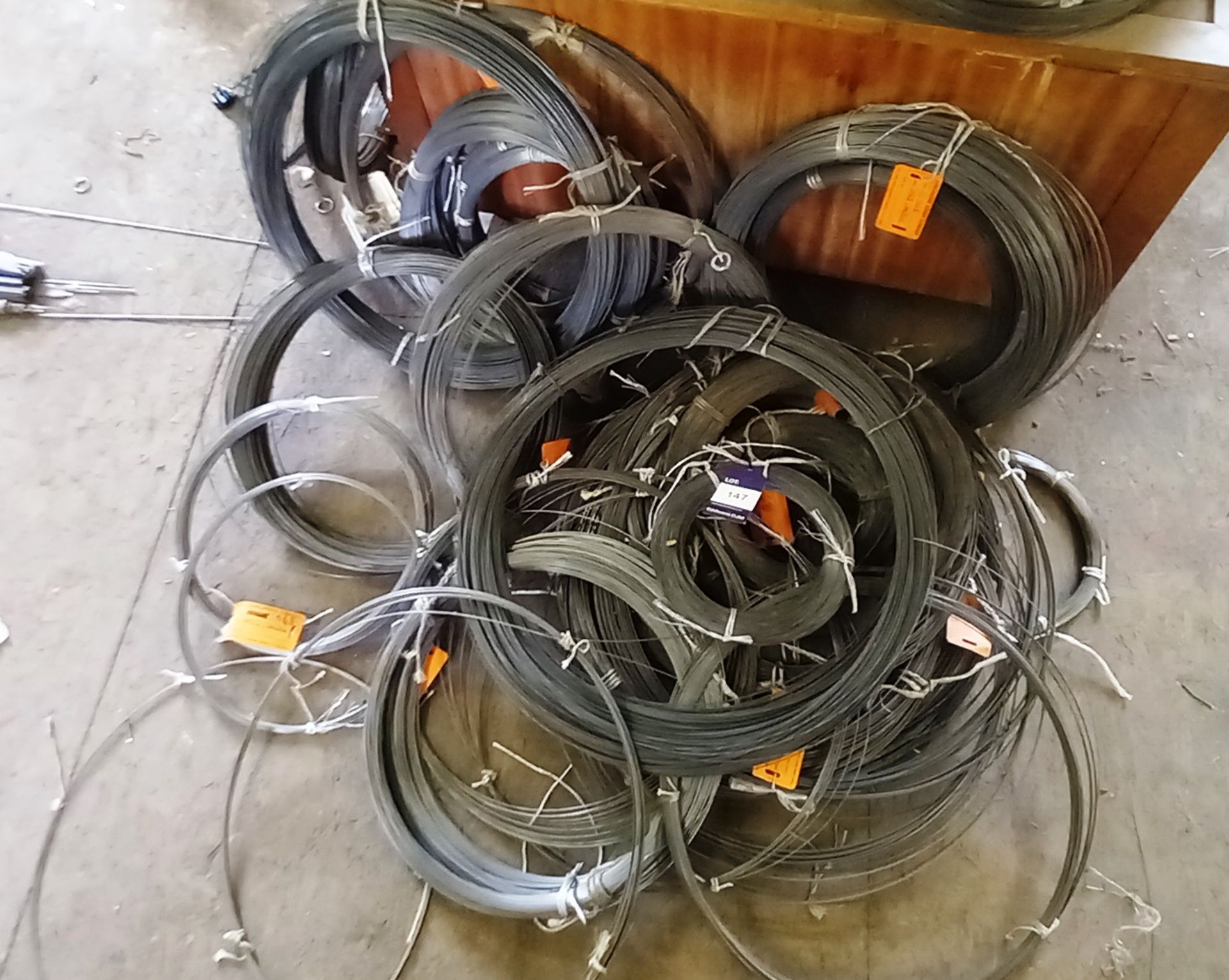 Large Quantity of Various Stainless Steel Wire Stock to Floor