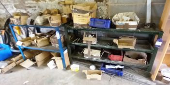 3x Various Steel Fabricated Work Tables with Contents