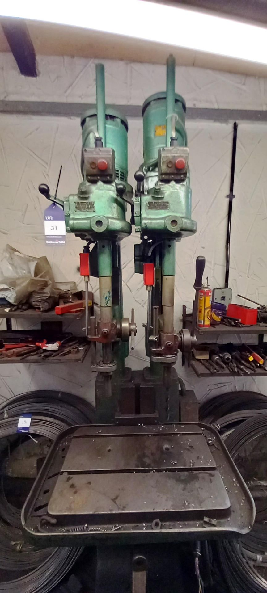 FK Pollard & Co. Model: 13CY Twin Station Drilling Machine, with Quantity of Various Taper Shank Too - Image 2 of 5