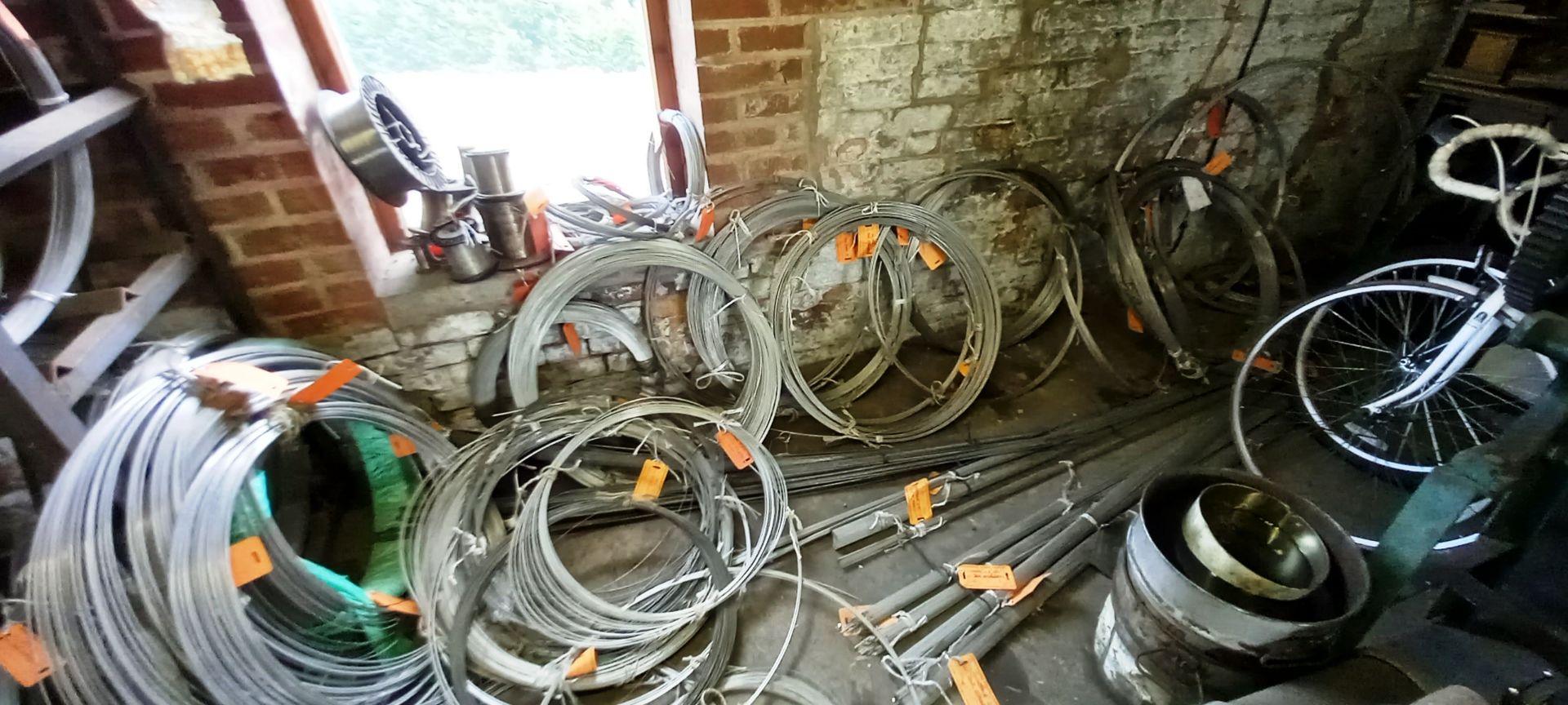 Large Quantity of Various Stainless Steel Wire Stock to Rack and Wall - Image 3 of 7