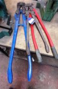 3x Various Bolt Cutters