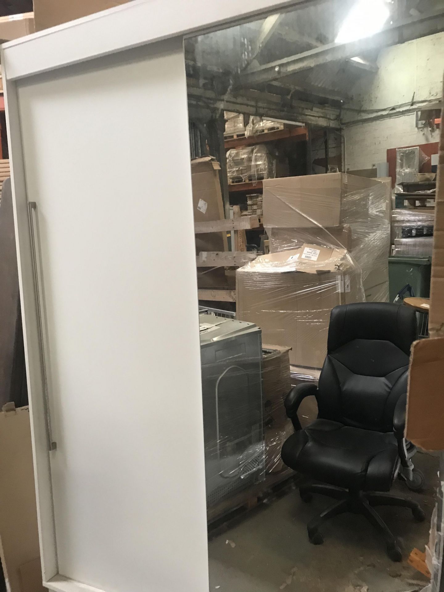 47 sliding wardrobes white/mirror, Solid one piece backs, H 2080x w1500x d 600 mm, Including