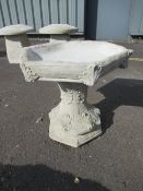 Gothic Bird Bath with hexagonal top