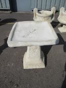 Clasico Bird Bath - square bird bath adorned with a rose