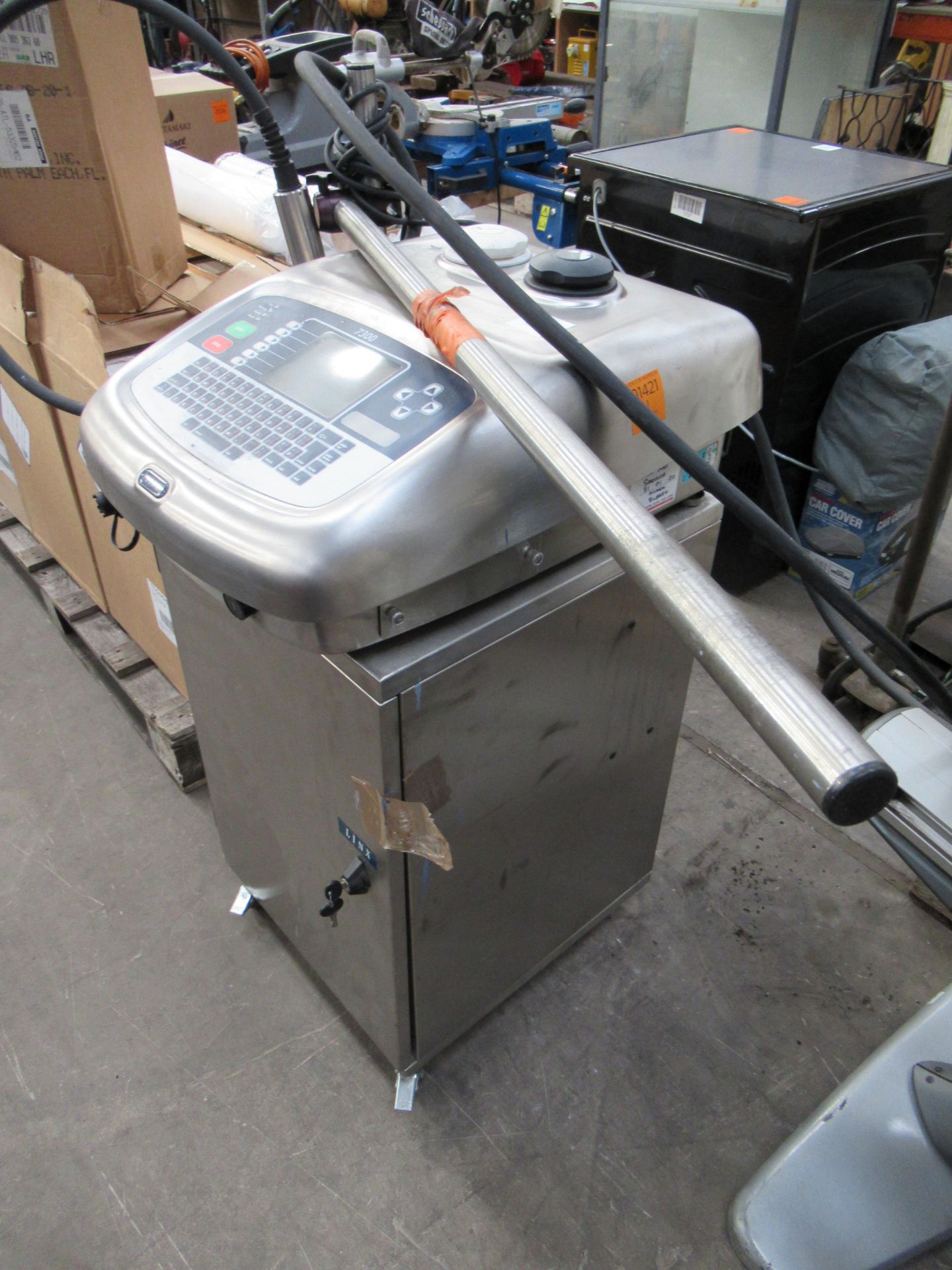 Linx 7300 inject printer on stainless steel mobile cabinet - Image 3 of 6