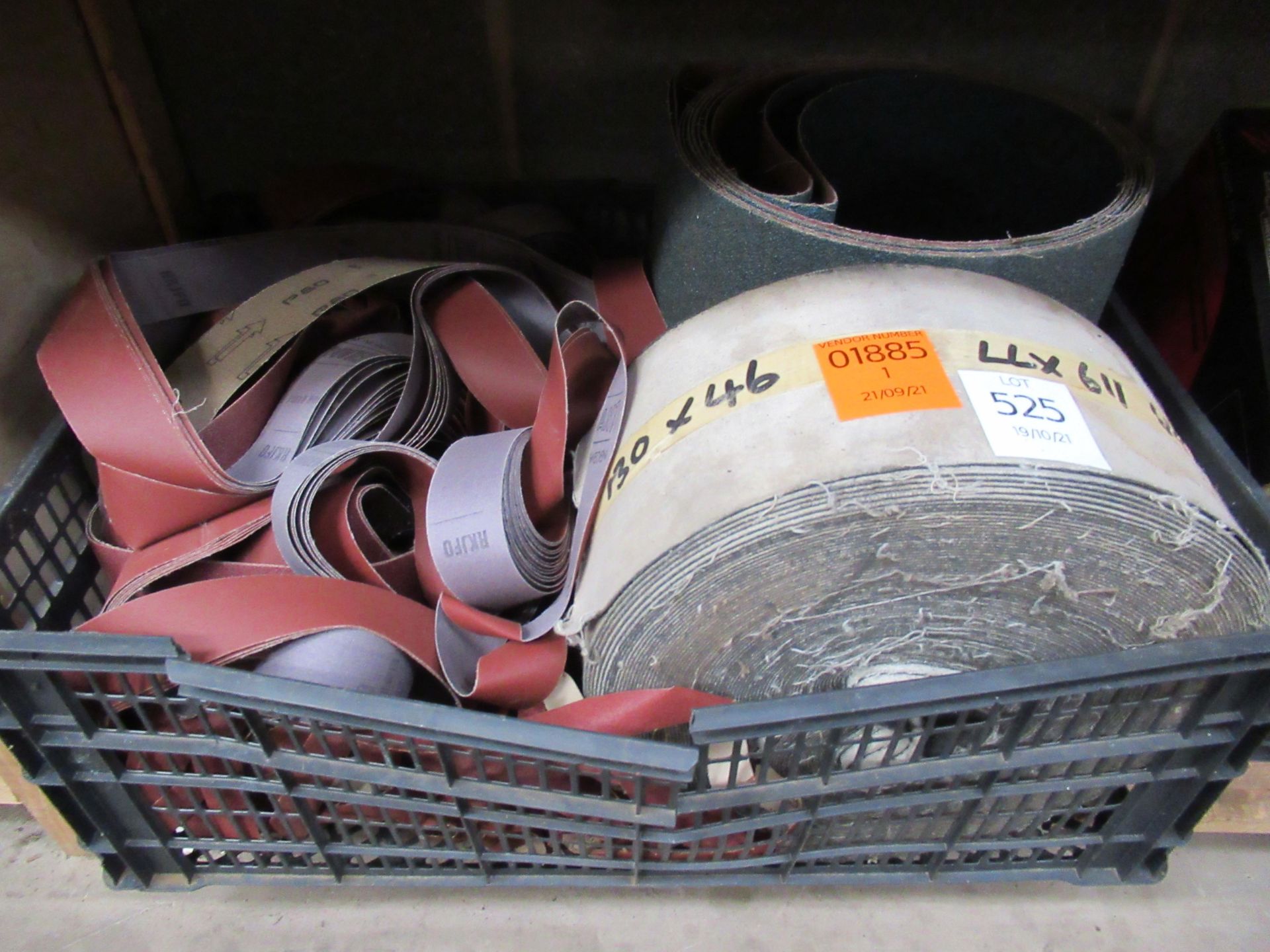 A selection of various sand paper belts