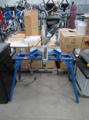 Scheppach SCM80L 2015 sliding cross cut mitre saw mounted to stand