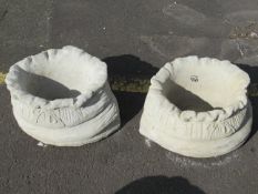 Pair of Sack Planters - large sack shaped planter