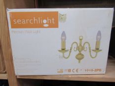 2x searchlight polished brass wall lights