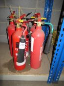 5 various unserviced fire extinguishers