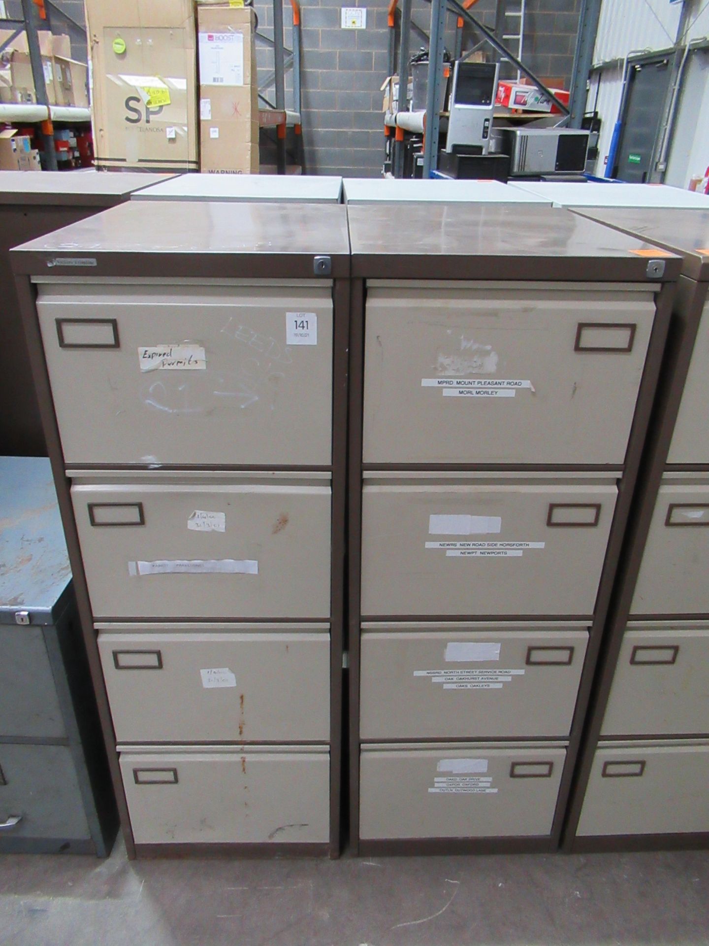 Pair of four drawer filing cabinets (no keys)